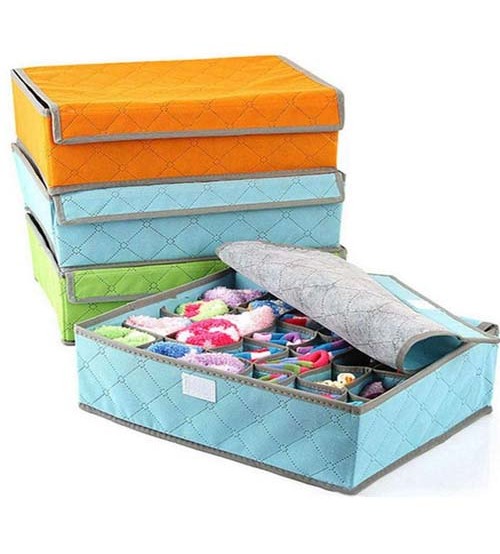 1Pcs 24 Grid Bag Organizer Clothes Scarf Socks Organizer Bag Foldable Fabric Home Storage